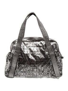 Chanel 31 Rue Cambon Metallic Silver Striped Top Handle Bag